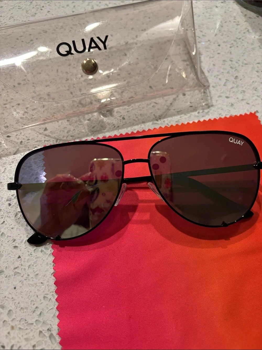 Quay Black Reflective High Key Mini Aviator Sunglasses